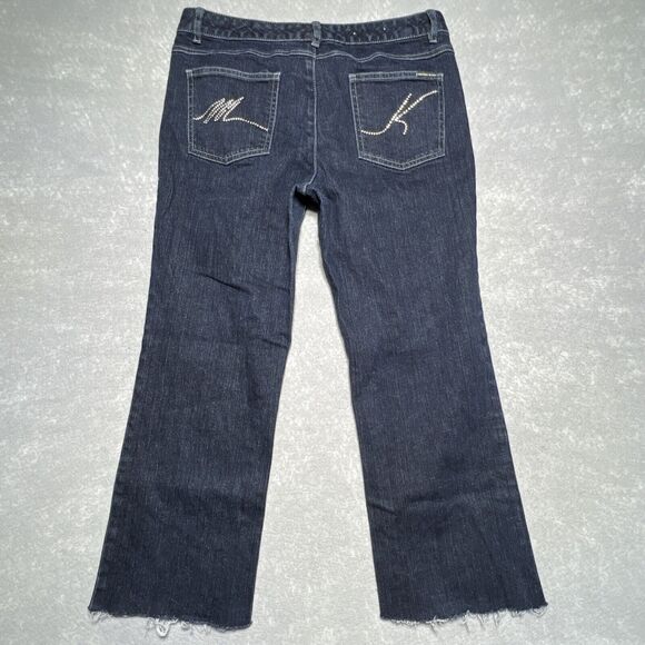Michael Kors Blue Washed Flared Ankle Denim Jeans Raw Hem Stretch Women’s SZ: 10 - Picture 7 of 14